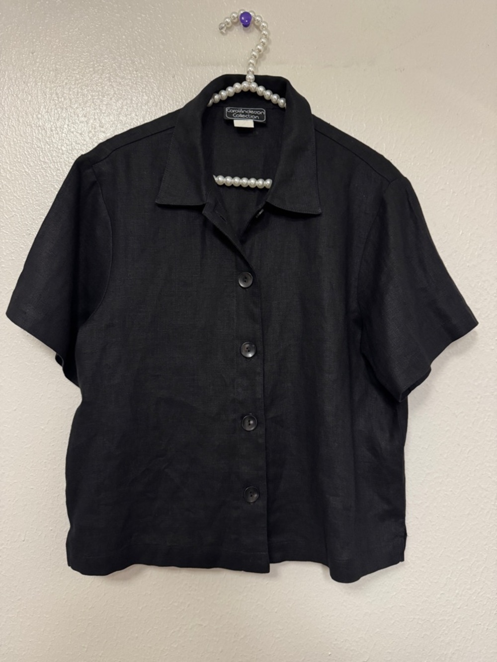Carol Anderson Collection Black Short-Sleeve Button-Down Shirt